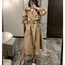 봄 가을 카키 트렌치코트 여성 미디엄 롱기장