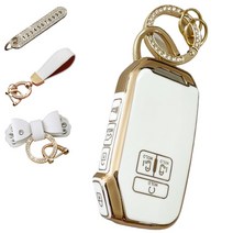 루루형제 기아 차 키케이스 스마트 자동차 K3 K5 K7 K8 K9 스포티지 쏘렌토 니로 레이 셀토스 카니발 키커버 키홀더 키링, 키케이스+번호키링+가죽리본키링+가죽스트랩, AK-08, 크림화이트