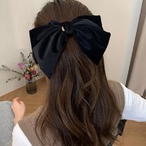 블랙 대왕 벨벳 리본핀 헤어 머리 반묶음 올림머리