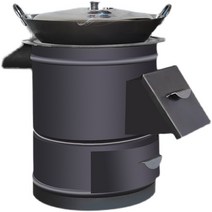 바베큐 드럼통화덕 가마솥 드럼 구덩이 캠핑용 불멍, 클래식구형40cm+2m파이프