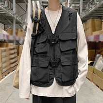 초이앤 남자 전술 봄 캠핑 멀티 포켓 우븐 전투 작업 군용 기능성 조끼