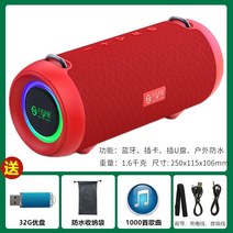 mifa A90 32gb 캠핑용 블루투스 스피커 IPX8 방수 LED 무드등 40W, 레드 (방수 보호 가방), 공식 표준