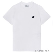 골든구스 라프리마 [GOLDENGOOSE] 여성 다크 블루 스타 프론트 화이트 티셔츠 GWP01220-P000865-11443