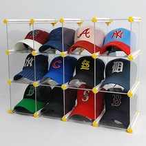 엠블럭&스페셜 모자정리대 모자케이스 모자보관함 모자진열장 야구모자 보관함 스냅백 뉴에라 수납, 3층x4칸 12칸형(뒷덮개포함)