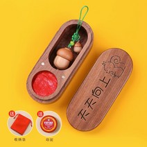 도토리 나무 도장 제작주문 이름각인 선물, 초록끈+브라운나무상자(글씨없음)