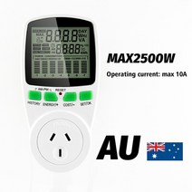 스마트 AC 전력계 충전 소켓 에너지 미터 KWh 전압 전류 주파수 전기 모니터 EU/US/UK/AU/FR 플러그, AU Plug