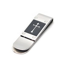 MC01 스탠레스 십자가 블랙 투톤 스틸 머니클립
