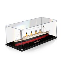 레고 타이타닉 10294 아크릴 케이스 진열장 쇼케이스 보관함 투명 진열대 박스, 블랙, 3mm 프린팅
