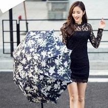 플로라 양우산 UV 햇빛차단 학생 여성용 꽃무늬 자동