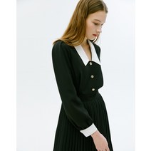 22SS 블랙 컬러배색 긴팔원피스 JSDR2B901BK