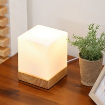 미니 큐브 원목 세라믹 테이블 탁상 인테리어 단스탠드 무드등 조명, 큐브단스탠드+LED인찌구(주광색)