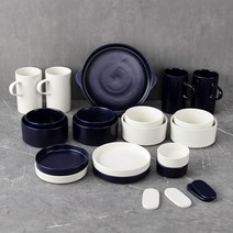 블룸엣홈 코튼 4인 식기홈세트 23P (네이비+크림), 단일옵션, 상세페이지 참조