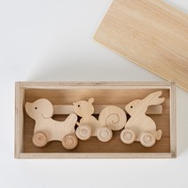 베베르 원목 동물자동차 10종 택3 국산 수제 나무 장난감 아기 선물 세트, 양