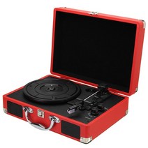 블루투스 턴테이블 스피커 휴대용 축음기 오디오 휴대용 비닐 레코드 플레이어 휴대용 루비, 빨간색