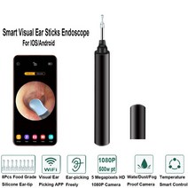 led 스마트 내시경 귀이개귀청소 내시경 카메라 와이파이 Otoscopio 비주얼 3.5mm 미니 Borescope 도구 Ear, 01 Black
