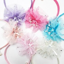 아동 여아 유아 초등학생 글리터 리본 왕관 진주 귀걸이 머리띠 헤어밴드