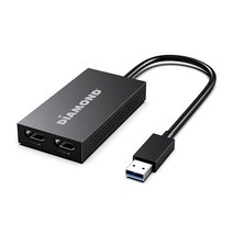 Diamond Multimedia UGA USB 3.02.0 듀얼 HDMI 울트라 HD 4K2K 3840 x 2160 타입 A 3.0 C 3.1 to 비디오 그래픽 어댑터 블랙, USB 3.0 4K Dual HDMI