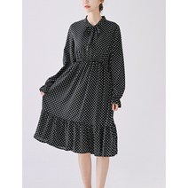 리본넥 도트 프릴 원피스