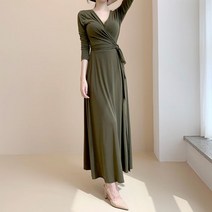 러블리아미에 / 아미에 / 긴팔 브이넥 랩 가을 여성 롱 원피스
