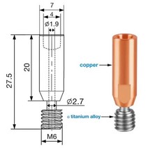 Bimetal heat브레이크 Ender3 티타늄 합금 구리 도금 Throat CR10 Ender 5/3 CR-10S 3D 프린터 부품 V6 S1 421479, 1.75mm bimetal