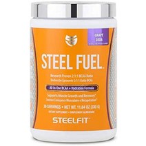 스틸핏 스틸 연료 - 분지쇄 아미노산 - 5g bcaa 블렌드 - 근육 회복 및 지구력 파우더 - 코코넛 워터 파우더로 수분 공급 - 무설탕 - 비건 - 포도 소다 - 30인분