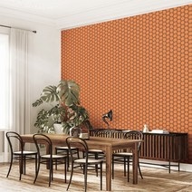새로고침 만능풀바른벽지 합지 J6942-2 레트로써클 오렌지, 일반풀바른벽지, 290cm