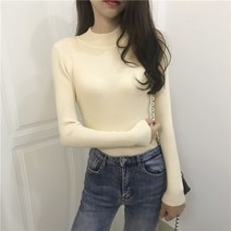 스타일아유 슬림핏 반목 골지니트 티셔츠 가을 겨울 반폴라 이너 니트티