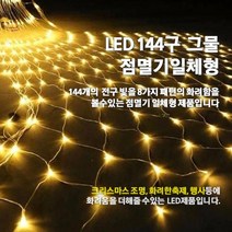 LED 144구 그물 점멸기 일체형/인테리어조명/크리스마스전구/은하수/점멸기포함, 백색선-녹색