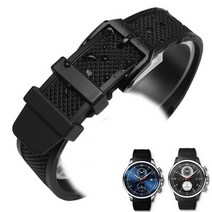 오메가 시계줄 스트랩 호환 merjust 곡선 끝 22mm 블랙 소프트 실리콘 고무 밴드 iwc portugieser yacht club 크로노그래프 iw390502