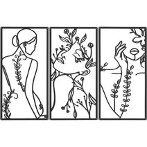 디미슬 3종 현대 추상 미니멀리스트 벽 아트 여성 체형 금속 한 줄 조각 장식 침실 걸이, Black