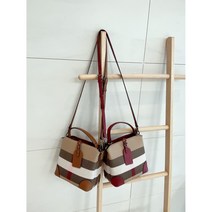 [캐비넷백/무배] 소가죽 콤비 체크 데일리 크로스백 가방선물 (4color)