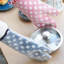 뜨거운 냄비를 잡을땐 도트 실리콘 오븐장갑, 블랙, 별님 블랙