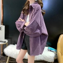 패스타임 코듀로이 캐주얼 남방 여성 봄 가을 간절기 긴팔 루즈핏 셔츠