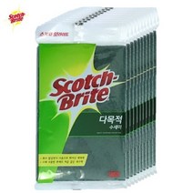 3M 스카치브라이트 다목적 수세미 150x230mm 10개 청수세미 주방용품 청소용품 설거지 부직포, 10개입, 1개