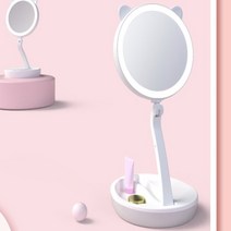 고양이 모양 탁상 조명 거울 접이식 USB 건전지 겸용 책상 학생 스탠드 분장 화장 대