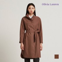 올리비아로렌 아울렛 이월 가을 밴드카라 체크 바바리 VOCEBWF8231