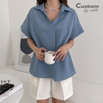 커스텀에이블 반오픈 카라 루즈핏 블라우스 C2205BL068B