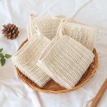 천연 생분해 삼베수세미 친환경 수제 핸드메이드 사각 헹굼 그물 수세미 2개입 4개입