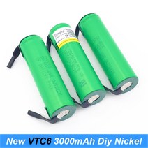 오리지널 18650 VTC6 US18650VTC6 3000mAh 30amps 스트립 포함 스크루드라이버 용 충전식 배터리 솔더링 ju
