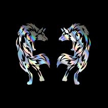 020 포인트 늑대 튜닝스티커 (M사이즈) 2개1세트, 홀로그램, 2개