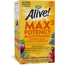 멀티비타민 자연의 길은 살아있습니다 Max3 Potency 종합비타민 항산화제 및 세포 에너지 대사를 지원하는 고효능 B-비타민x 철분 첨가 없음 180정, [01] 90개(1팩)