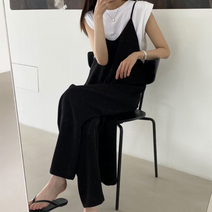 호이 점프수트 끈나시 멜빵 팬츠