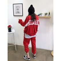 핑키봉봉 리미티드 맨투맨 조거트레이닝세트