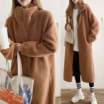 [여시몰5491국내제작]기린 뽀글이 집업 롱점퍼/겨울 아우터 폴라넥 베이직 데일리 캐주얼 패션