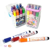 꼬마 또래 스탬프 컬러팬 12 색 18 학용품 마킹펜류 문구 칼라펜, 12색 스탬프 컬러펜 블루