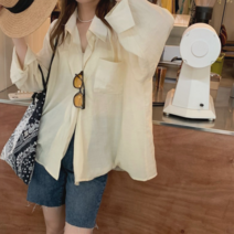 데이홀릭 여성용 봄 여름 가을 무지 원 포인트 단추 파스텔 셔츠 블라우스