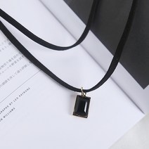 다왕 eZC126 사각 블랙 큐빅 포인트 두줄 초커