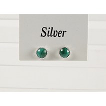 공작석 캐보션 6MM 원석 천연석 스터드 은귀걸이