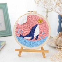펀치 펀칭 니들 프랑스 자수 세트 집콕 취미 DIY 키트 러그 스킬 바늘 도안, 상세페이지 참조, 3펀칭니들세트-고래