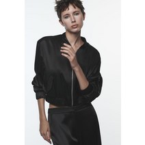 ZARA 자라 여자 가을 점퍼 새틴 블랙 아우터